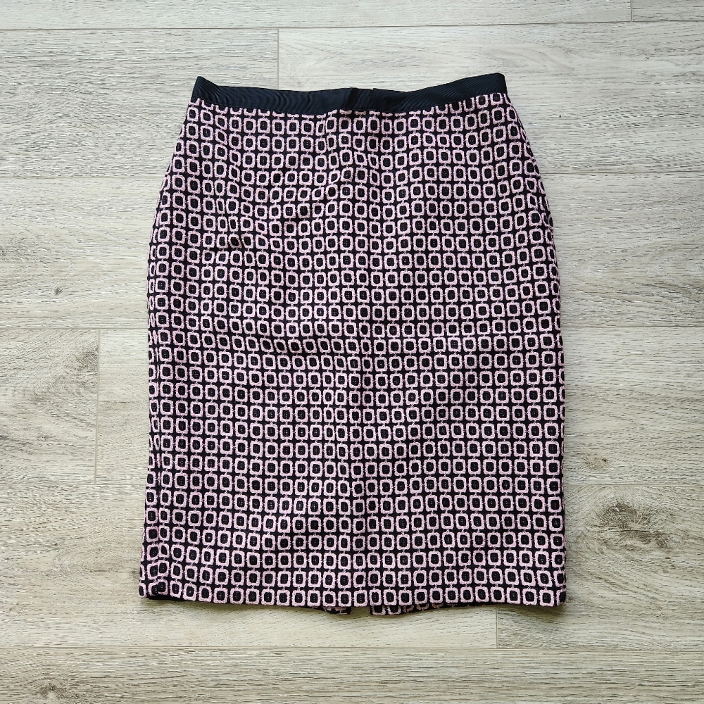 Talbots Pink Black Skirt Womens 6 Wool Blend Tweed Midi Pencil Business Casual